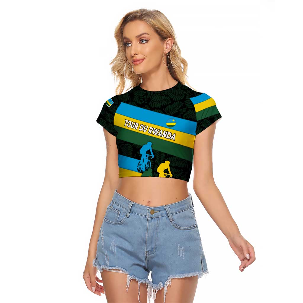 Rwanda Raglan Cropped T Shirt with Tour du Rwanda Cycling Race Flag Stripe Spirit