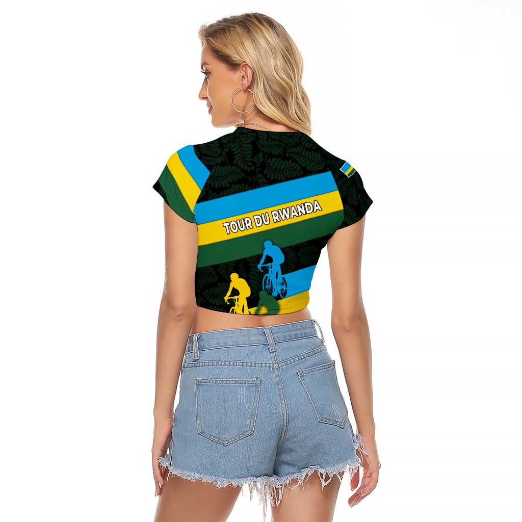 Rwanda Raglan Cropped T Shirt with Tour du Rwanda Cycling Race Flag Stripe Spirit