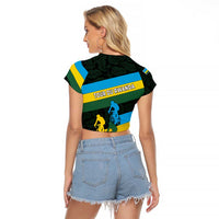 Rwanda Raglan Cropped T Shirt with Tour du Rwanda Cycling Race Flag Stripe Spirit