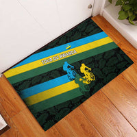 Rwanda Rubber Doormat with Tour du Rwanda Cycling Race Flag Stripe Spirit