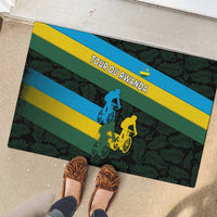 Rwanda Rubber Doormat with Tour du Rwanda Cycling Race Flag Stripe Spirit