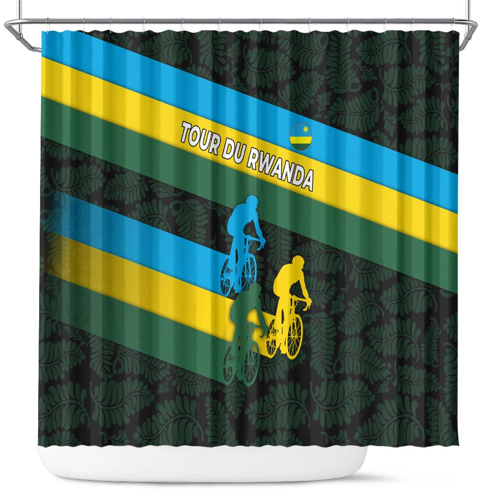 Rwanda Shower Curtain with Tour du Rwanda Cycling Race Flag Stripe Spirit