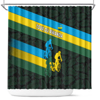 Rwanda Shower Curtain with Tour du Rwanda Cycling Race Flag Stripe Spirit