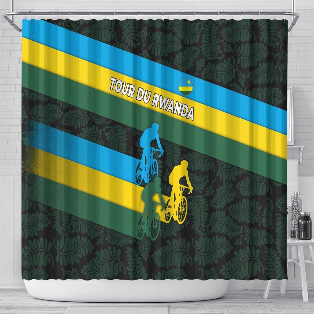 Rwanda Shower Curtain with Tour du Rwanda Cycling Race Flag Stripe Spirit