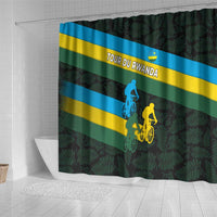 Rwanda Shower Curtain with Tour du Rwanda Cycling Race Flag Stripe Spirit