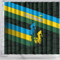 Rwanda Shower Curtain with Tour du Rwanda Cycling Race Flag Stripe Spirit
