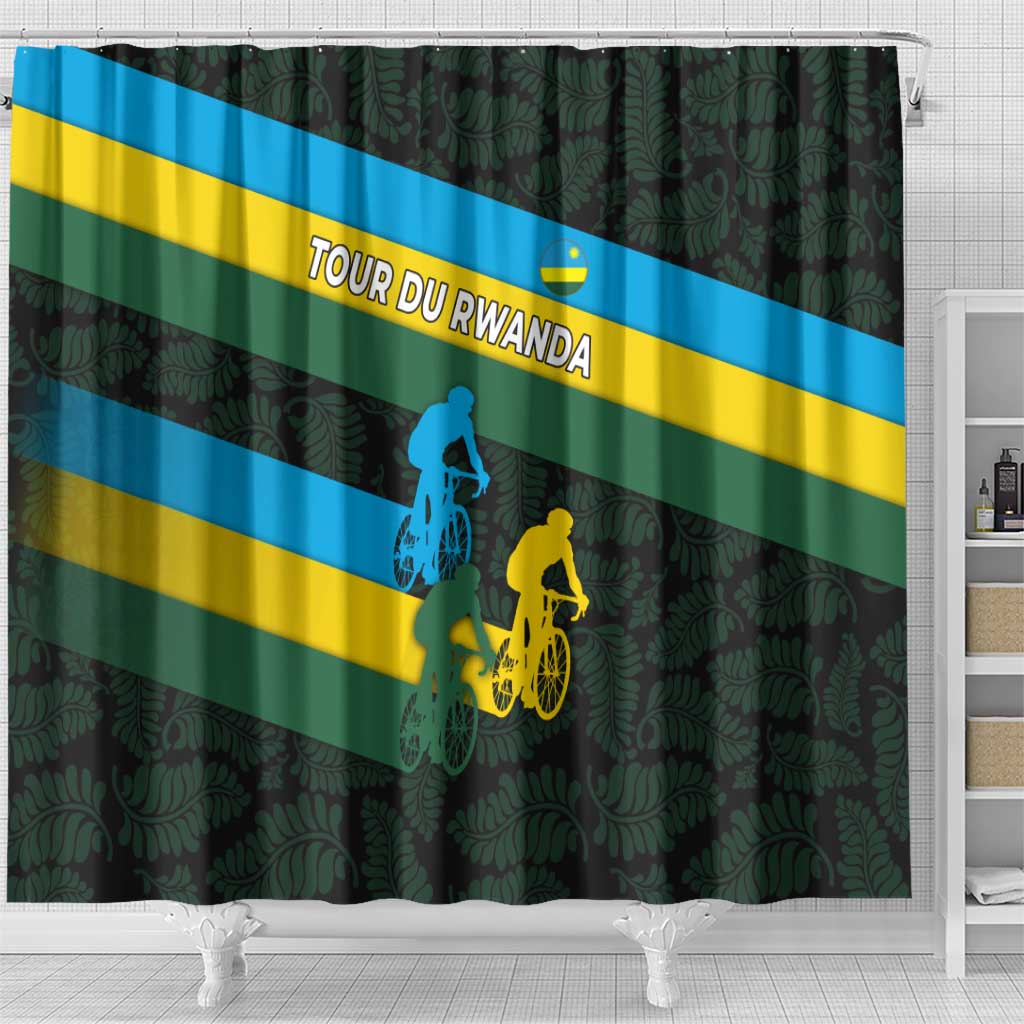 Rwanda Shower Curtain with Tour du Rwanda Cycling Race Flag Stripe Spirit