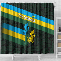 Rwanda Shower Curtain with Tour du Rwanda Cycling Race Flag Stripe Spirit