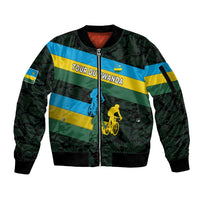 Rwanda Sleeve Zip Bomber Jacket with Tour du Rwanda Cycling Race Flag Stripe Spirit