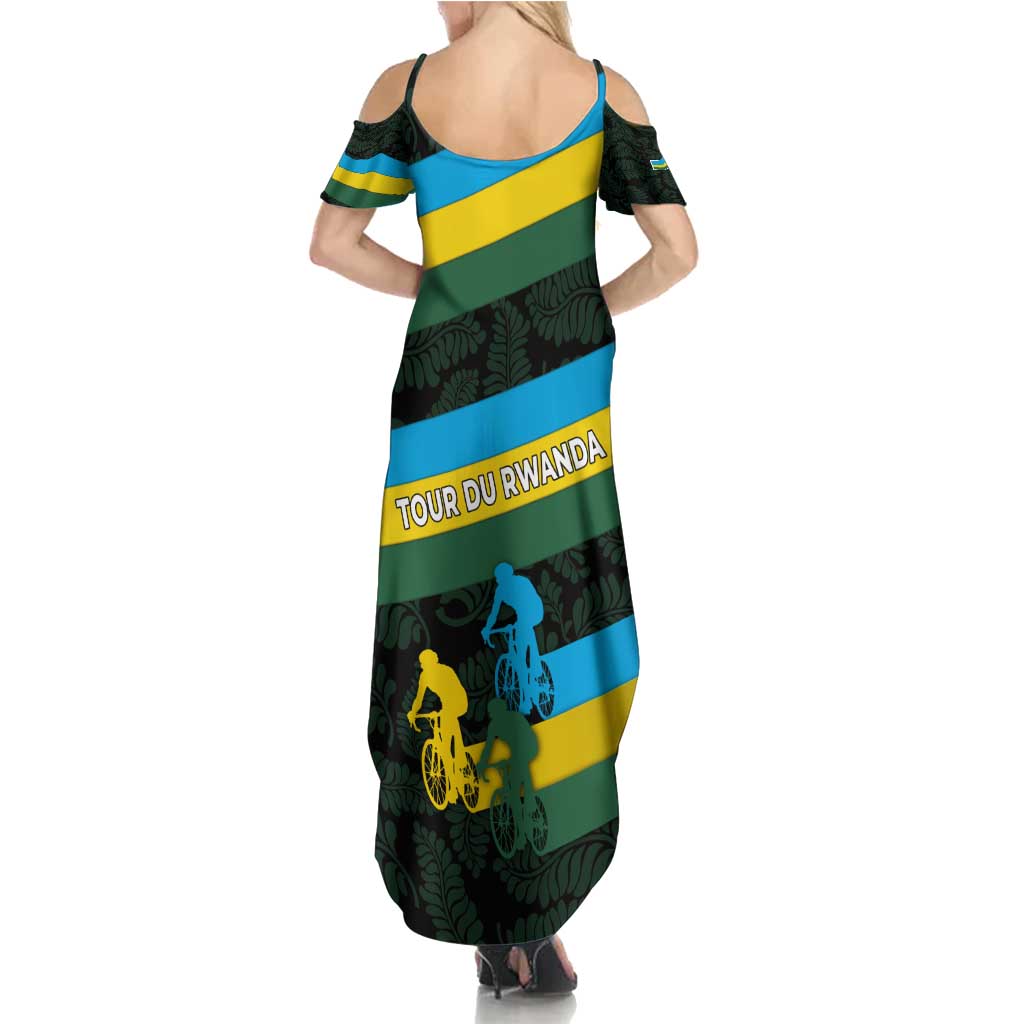 Rwanda Summer Maxi Dress with Tour du Rwanda Cycling Race Flag Stripe Spirit
