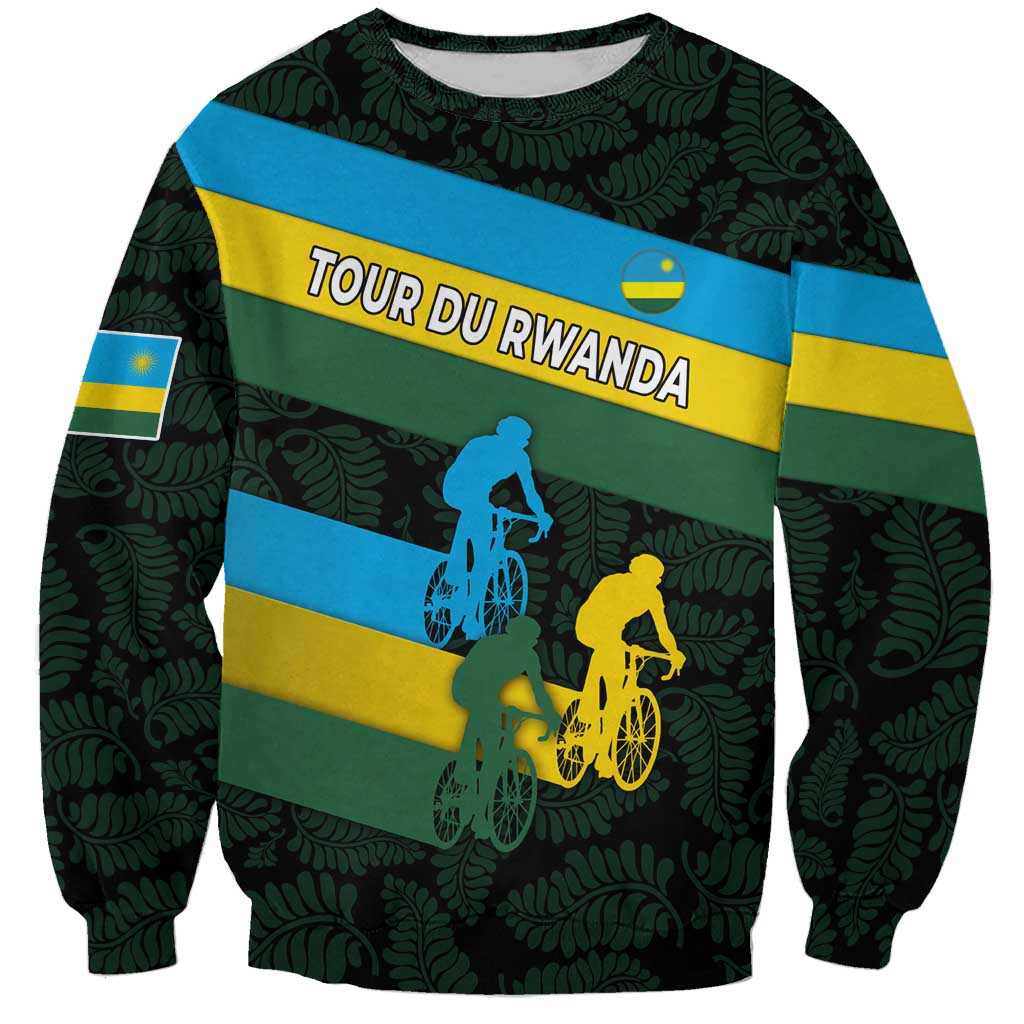 Rwanda Sweatshirt with Tour du Rwanda Cycling Race Flag Stripe Spirit
