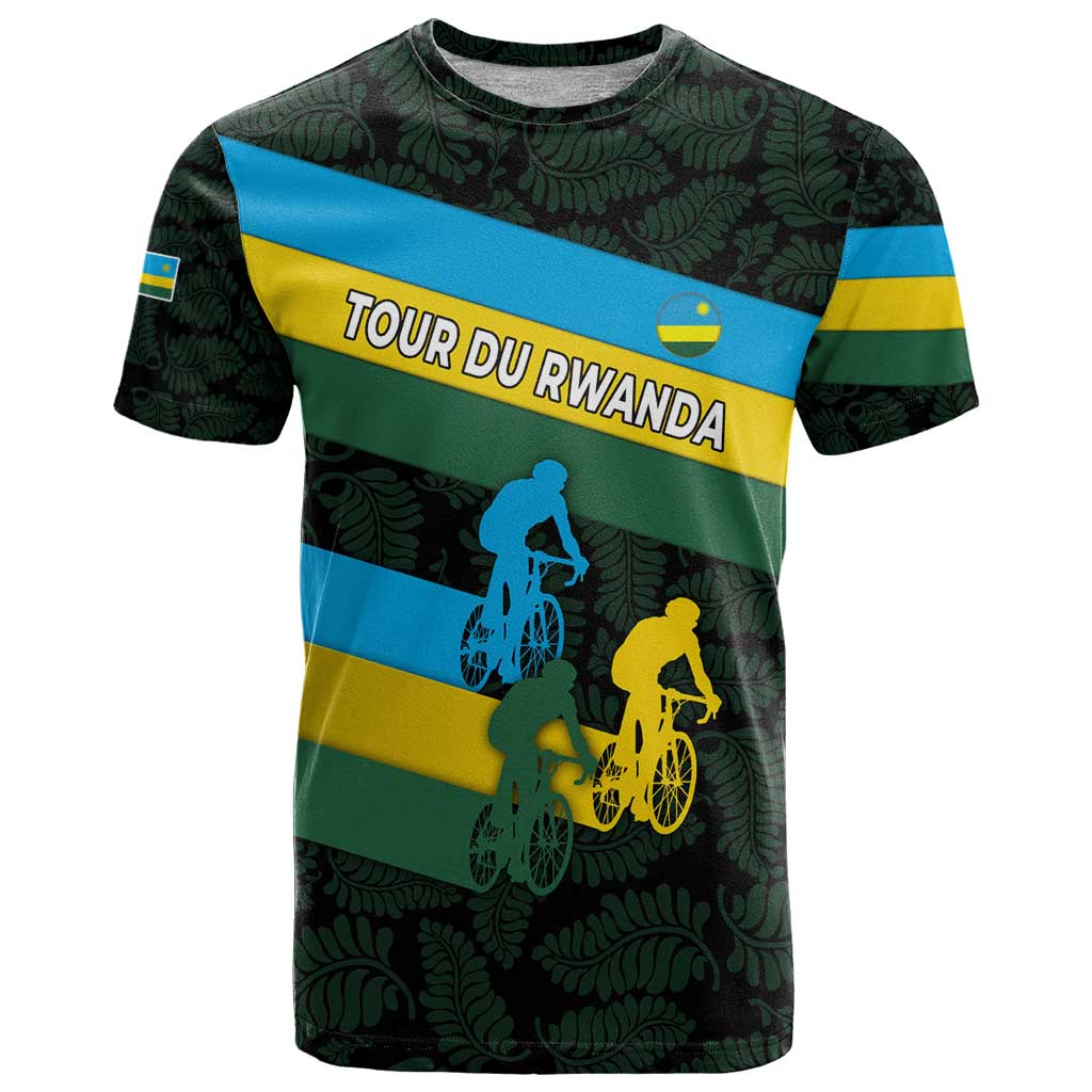 Rwanda T Shirt with Tour du Rwanda Cycling Race Flag Stripe Spirit