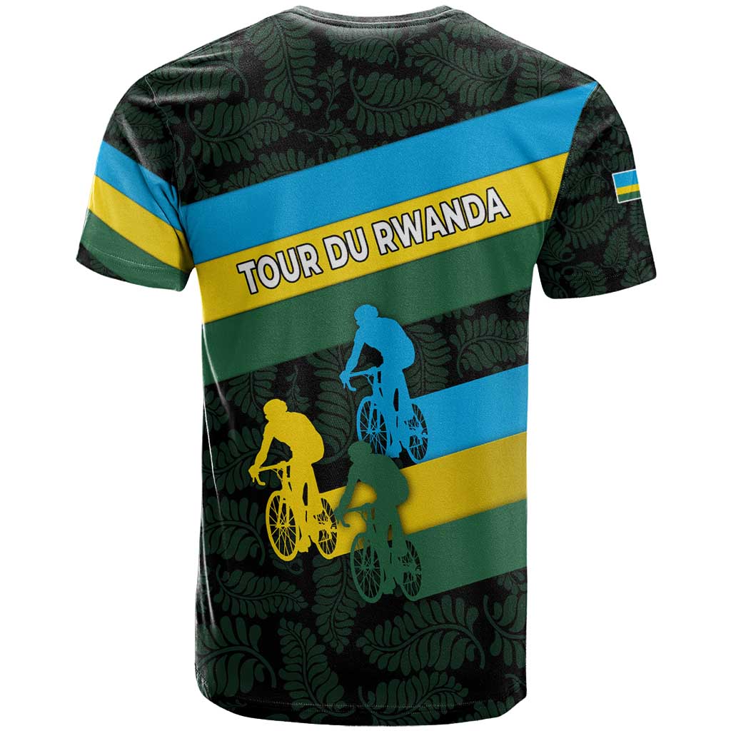 Rwanda T Shirt with Tour du Rwanda Cycling Race Flag Stripe Spirit