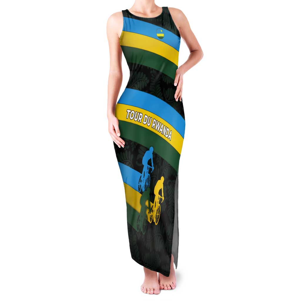 Rwanda Tank Maxi Dress with Tour du Rwanda Cycling Race Flag Stripe Spirit