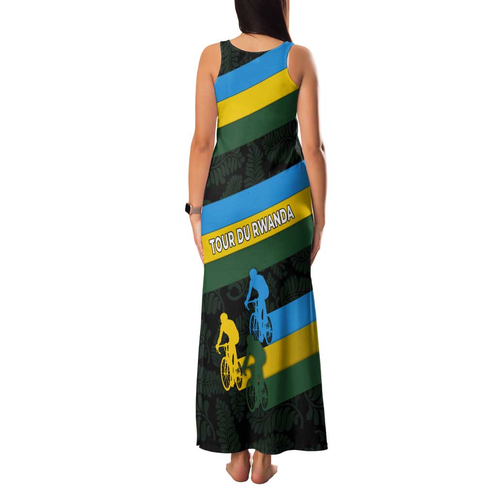 Rwanda Tank Maxi Dress with Tour du Rwanda Cycling Race Flag Stripe Spirit