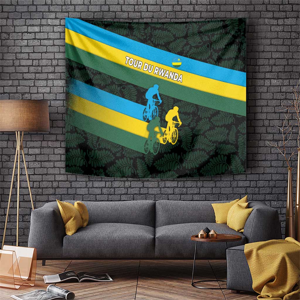Rwanda Tapestry with Tour du Rwanda Cycling Race Flag Stripe Spirit