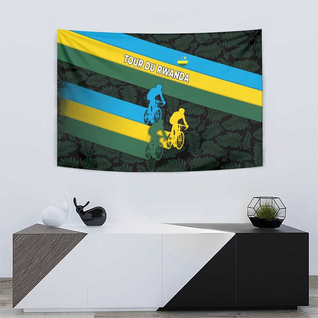 Rwanda Tapestry with Tour du Rwanda Cycling Race Flag Stripe Spirit