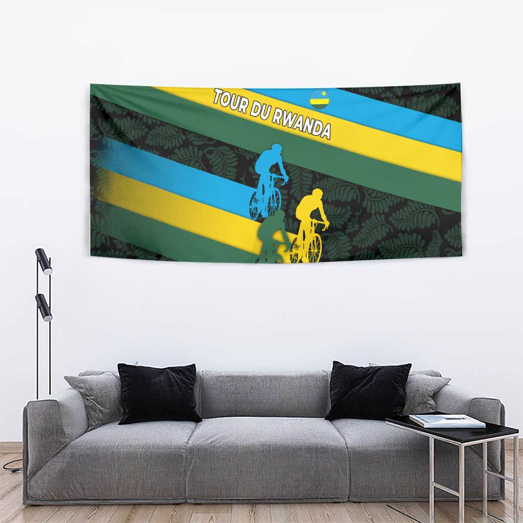 Rwanda Tapestry with Tour du Rwanda Cycling Race Flag Stripe Spirit