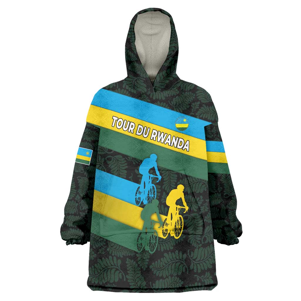 Rwanda Wearable Blanket Hoodie with Tour du Rwanda Cycling Race Flag Stripe Spirit