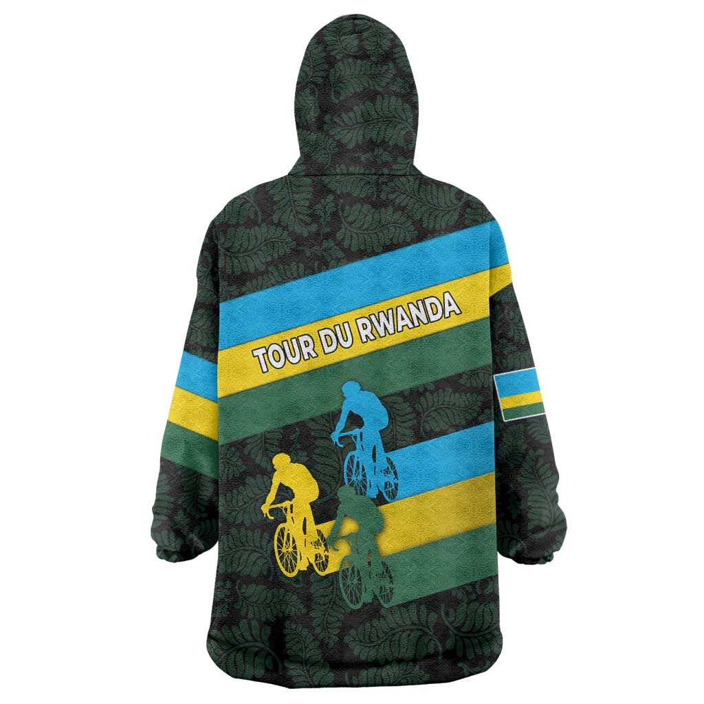 Rwanda Wearable Blanket Hoodie with Tour du Rwanda Cycling Race Flag Stripe Spirit