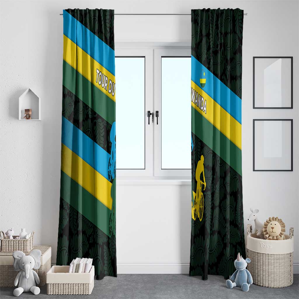 Rwanda Window Curtain with Tour du Rwanda Cycling Race Flag Stripe Spirit