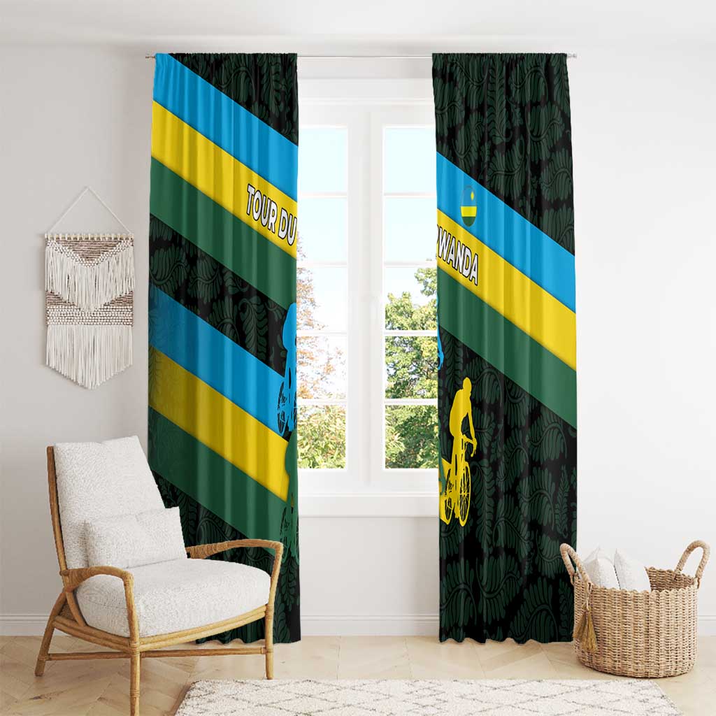Rwanda Window Curtain with Tour du Rwanda Cycling Race Flag Stripe Spirit