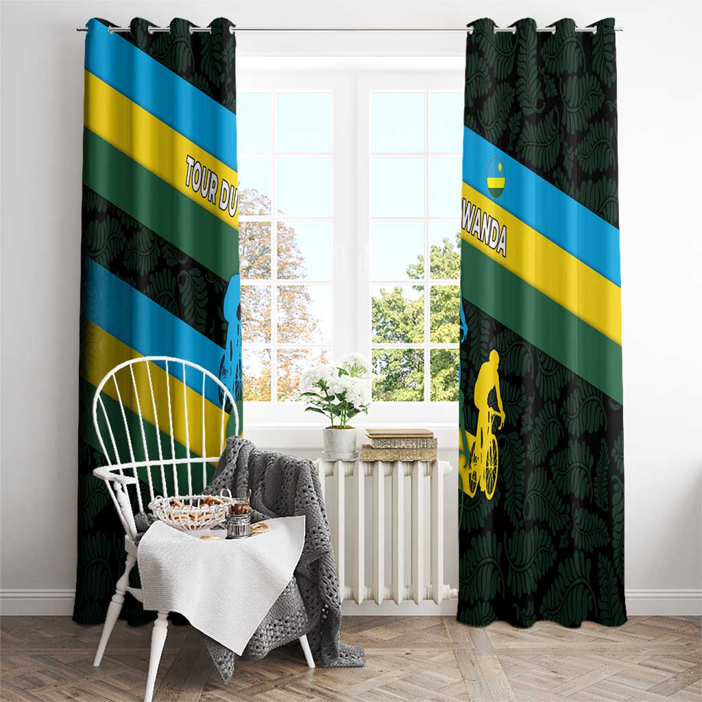 Rwanda Window Curtain with Tour du Rwanda Cycling Race Flag Stripe Spirit