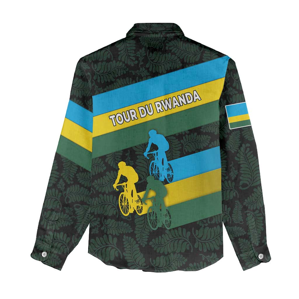 Rwanda Women Casual Shirt with Tour du Rwanda Cycling Race Flag Stripe Spirit