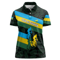 Rwanda Women Polo Shirt with Tour du Rwanda Cycling Race Flag Stripe Spirit