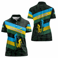 Rwanda Women Polo Shirt with Tour du Rwanda Cycling Race Flag Stripe Spirit