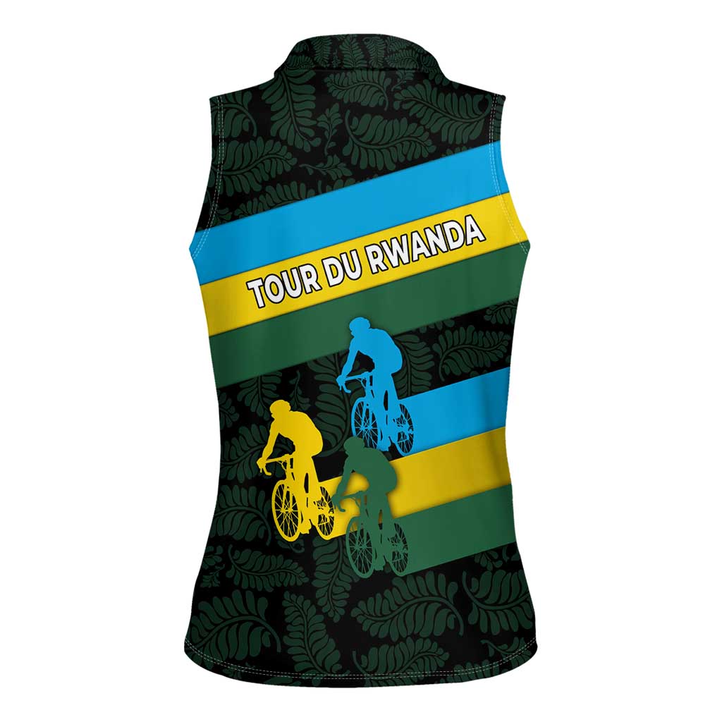 Rwanda Women Sleeveless Polo Shirt with Tour du Rwanda Cycling Race Flag Stripe Spirit