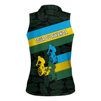 Rwanda Women Sleeveless Polo Shirt with Tour du Rwanda Cycling Race Flag Stripe Spirit