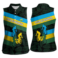 Rwanda Women Sleeveless Polo Shirt with Tour du Rwanda Cycling Race Flag Stripe Spirit