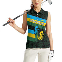 Rwanda Women Sleeveless Polo Shirt with Tour du Rwanda Cycling Race Flag Stripe Spirit