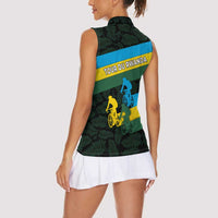 Rwanda Women Sleeveless Polo Shirt with Tour du Rwanda Cycling Race Flag Stripe Spirit