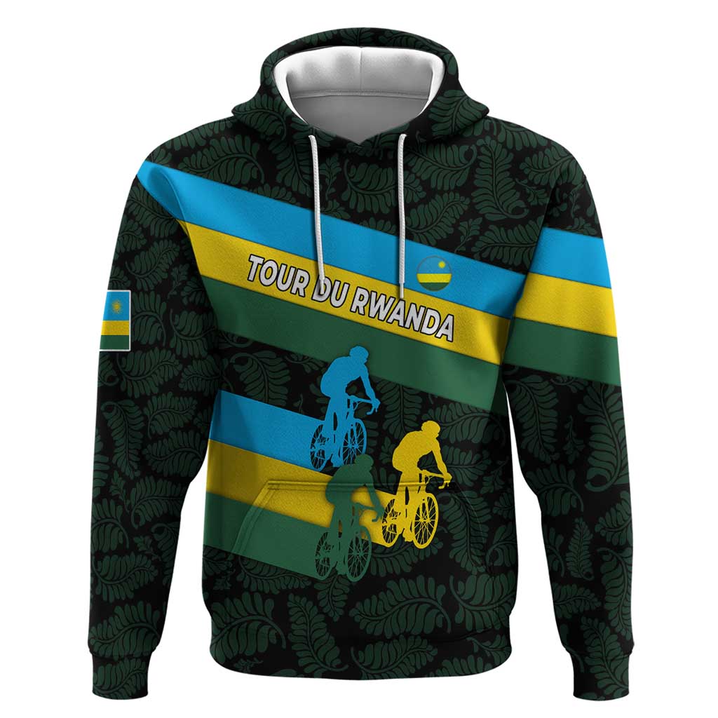 Rwanda Zip Hoodie with Tour du Rwanda Cycling Race Flag Stripe Spirit