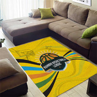 Rwanda Area Rug with Basketball League Court Hoop Yellow Wave Spirit
