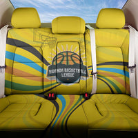 Rwanda Back Car Seat Cover with Basketball League Court Hoop Yellow Wave Spirit