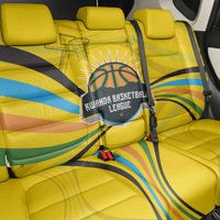Rwanda Back Car Seat Cover with Basketball League Court Hoop Yellow Wave Spirit