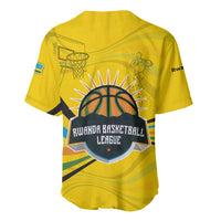 Rwanda Baseball Jersey with Basketball League Court Hoop Yellow Wave Spirit