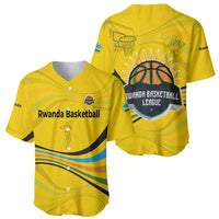 Rwanda Baseball Jersey with Basketball League Court Hoop Yellow Wave Spirit