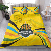 Rwanda Bedding Set with Basketball League Court Hoop Yellow Wave Spirit