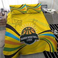 Rwanda Bedding Set with Basketball League Court Hoop Yellow Wave Spirit