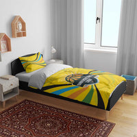 Rwanda Bedding Set with Basketball League Court Hoop Yellow Wave Spirit
