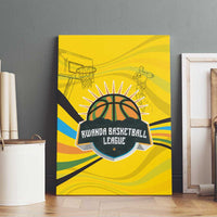 Rwanda Canvas Wall Art with Basketball League Court Hoop Yellow Wave Spirit