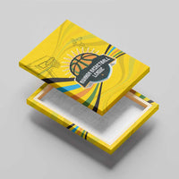 Rwanda Canvas Wall Art with Basketball League Court Hoop Yellow Wave Spirit