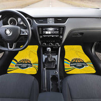 Rwanda Car Mats with Basketball League Court Hoop Yellow Wave Spirit