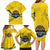 Rwanda Family Matching Long Sleeve Bodycon Dress and Hawaiian Shirt with Basketball League Court Hoop Yellow Wave Spirit