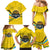 Rwanda Family Matching Mermaid Dress and Hawaiian Shirt with Basketball League Court Hoop Yellow Wave Spirit
