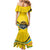 Rwanda Family Matching Mermaid Dress and Hawaiian Shirt with Basketball League Court Hoop Yellow Wave Spirit